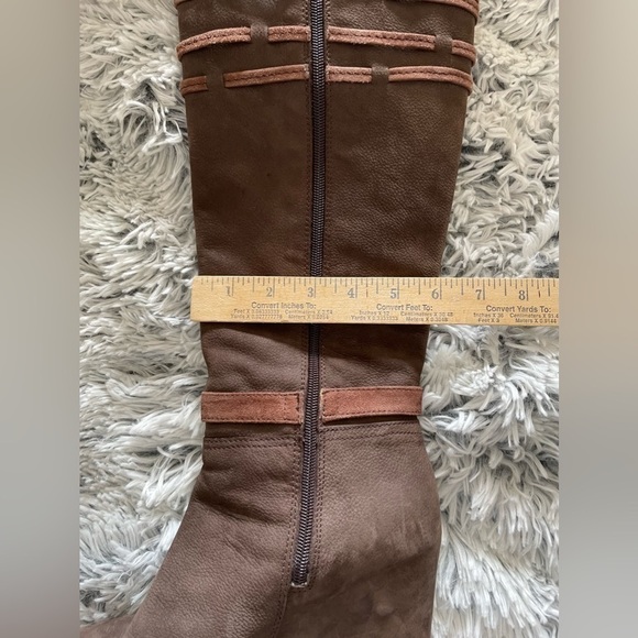 Napoleoni Made in Italy Tall Wedge Heel Brown Suede Winter Boots Size 39 USA 9 - Picture 14 of 16